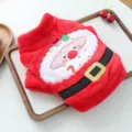 Pet dog Christmas plush coat detail shot, cute Santa Claus embroidery and warm winter apparel. - XS / Santa Claus