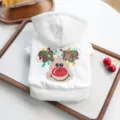 Cute Christmas pet dog hoodie with festive reindeer embroidery, soft warm autumn pet apparel detail. - M-Chest 40 Length 30cm Approx 3.5-4kg / Light String Elk Christmas Hoodie