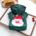 Green pet Christmas hoodie for small dogs, cute Santa embroidery, festive autumn spring clothes - XS-Bust 30cm, Length 20cm (Approx 1-1.5kg) / HOHOHO Green Christmas Hoodie
