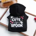 Black cute pet dog hoodie with ghost embroidery Halloween costume puppy apparel spooky style - XS-Bust 30cm, Length 20cm (Approx 1-1.5kg) / Halloween Sweatshirt - Cute Ghost