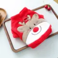 Red plush pet Christmas reindeer coat for small dogs, cute winter holiday puppy sweater. - XS / Elk