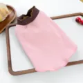Cozy pink and brown pet dog base shirt sweater for small dogs, soft knit puppy clothes. - XS / Pink