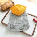Cute pet denim hoodie with yellow hood, stylish ripped dog clothes for small puppy apparel. - XS / Yellow Hat