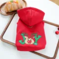 Christmas pet dog hoodie cute reindeer red winter warm small puppy apparel festive outfit - XS-Bust 30cm, Length 20cm (Approx 1-1.5kg) / Christmas Sweatshirt - Red Reindeer