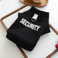Black pet dog hoodie with security letter print and D-ring, warm winter apparel for small dogs. - XS-Bust 30cm, Length 20cm (Approx 1-1.5kg) / Black
