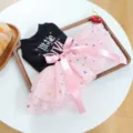 Cute pet dog cat princess dress with pink tutu mesh skirt and black top for spring summer. - XS-Bust 30cm, Length 20cm (Approx 1-1.5kg) / Mini Diva Tutu Skirt