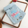 Pet denim jacket lapel design small dog clothes cute embroidered pet apparel light blue casual outfit - XS / Best Mom Denim Jacket