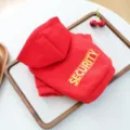 Red pet hoodie for small dogs, featuringSECURITY letter print and a cozy hooded design. - XS-Bust 30cm, Length 20cm (Approx 1-1.5kg) / Bright Red
