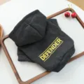 Pet dog hooded sweatshirt in dark gray with yellow letter print cozy cute daily wear style - Smoke