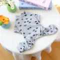 Grey pet jumpsuit for small dogs with blue star print, comfortable cotton puppy pajamas. - XS / Gray
