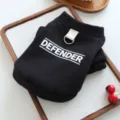 Black pet dog hoodie with D-ring and letter print, comfortable apparel for small dogs. - Black