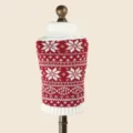 Detailed view of red and white Christmas pet knit sweater with classic snowflake pattern. - XS-Bust 30cm, Length 20cm (Approx 1-1.5kg) / Christmas Sweater - Edelweiss