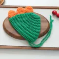 Bonnet crocheté dinosaure fait main pour petits chiens et chats, accessoire de costume tricot detail. - Taille unique / Vert