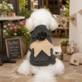 PETCIRCLE cute dog sweater small pets knitted hoodie with star and pom-pom winter apparel - XS / Dark Gray