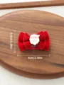 Molla per capelli natalizia per cani fiocco in velluto rosso con design babbo natale cuccioli - Stile Babbo Natale / Taglia unica