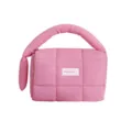 Rosa gesteppte Puffer Kosmetiktasche, tragbare Make-up Tasche mit Griff in Bonbonfarbe. - Rechteckige Pumpy Macaron Kosmetiktasche / Fuchsia