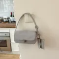 Classic retro nylon shoulder bag for women minimalist underarm bag with chic mini pouch - Light Gray