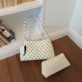 Korean style sweet polka dot underarm bag fashionable versatile mother and child handbag main - With Small Pouch / 6159 White