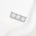 Glänzender kupfergepflasterter Zirkonia drei quadratische Block Anhänger Verbinder DIY - Platin Grau-Weiß Drei-Block Anhänger