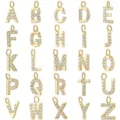 Pendentifs Lettres Alphabet Zirconia Or A-Z pour Fabrication Bijoux DIY Collier Bracelet - Lettre A / Or