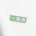 Glänzender Zirkonia Dreifach-Quadrat-Verbinder grüner Harz DIY Schmuck Anhänger Fundstück - Platin Grün Drei-Block Anhänger