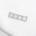 Silver tone rectangular connector pendant with white mother of pearl and cubic zirconia stones. - Gray and White Square Grid Pendant / White Gold