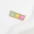 Connecteur cristal carré triple plaqué or pendentif fabrication bijoux bricolage multicolore - Or Coloré Trois-Bloc Pendentif