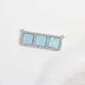 Connecteur pendentif trois blocs carrés en zircon cuivre, bel accessoire de luxe. - Platine Bleu Lac Trois-Bloc Pendentif