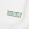 Connecteur de bijoux rectangulaire en cuivre plaqué or zircon trois pierres détail. - Or Bleu Lac Trois-Bloc Pendentif