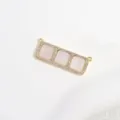 Vergoldeter Kupfer Zirkon Dreifach Quadrat Verbinder Anhänger für DIY Schmuck Zubehör - Gold Grau-Weiß Drei-Block Anhänger