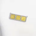 Kupfer Mikropave Zirkonia rechteckiger dreifach Block Schmuck DIY Verbinder Anhänger. - Platin Gelb Drei-Block Anhänger
