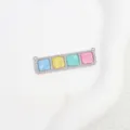 Exquisite copper cubic zirconia four-grid pendant connector for DIY jewelry making necklace - Colorful Square Grid Pendant / White Gold