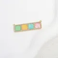 Exquisite brass multi-color cubic zirconia rectangular pendant charm for DIY jewelry making. - Colorful Square Grid Pendant / Gold