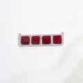 Copper cubic zirconia 4-square pendant connector DIY jewelry making rectangular charm. - Red Square Grid Pendant / White Gold