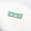 Kupfer Zirkonia drei quadratische Block Anhänger Verbinder für DIY Schmuckherstellung - Gold See-Grün Drei-Block Anhänger