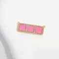 Vergoldeter dreifach quadratischer Zirkon Verbinder Anhänger Detail, rosa DIY Schmuckteil - Gold Rosarot Drei-Block Anhänger