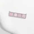 Silver plated micro pave zircon four square pink shell connector DIY jewelry pendant charm - Pink Square Grid Pendant / White Gold