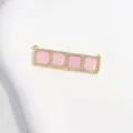 Close-up detailed view of the copper zircon-paved four-square pink charm for DIY jewelry making. - Pink Square Grid Pendant / Gold