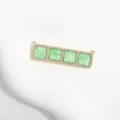 Gold paved cubic zirconia green four-square pendant detail connector for DIY jewelry making - Green Square Grid Pendant / Gold