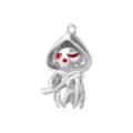 Halloween silver grim reaper ghost charm pendant DIY jewelry accessories with red enamel eyes. - Ghost (VD2021) / White Gold