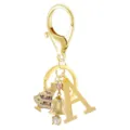 Gold letter A keychain with colorful zircon Christmas tree bell charms fashion bag pendant - Letter A / Gold