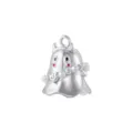 Close-up detail of silver ghost charm with pearl string, cute Halloween DIY jewelry pendant. - Ghost (VD2020) / White Gold