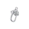 Close-up detail of silver metal DIY keychain lobster clasp accessory with rotating ring charm. - VK323 Heart Buckle / White Gold