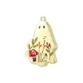 Pendentif fantôme doré créatif avec fleurs émaillées, charmant bijou d'Halloween. - Fantôme Imprimé B / Or