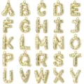Ciondoli lettere alfabeto gonfie dorate con zirconi brillanti per creazione gioielli. - Cuore / Oro