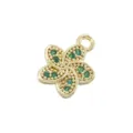 Detailed view of the copper inlaid green stone five-petal flower pendant, perfect for DIY jewelry. - Gold Green Rhinestone