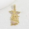 Exquisite Gold Saint Michael Angel Pendant Cubic Zirconia Copper DIY Necklace Charm - VD2251 Angel Pendant (White Rhinestone) / 1 Piece/Pack / Gold