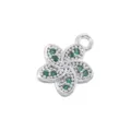 Silver plated green rhinestone five-petal flower pendant for DIY jewelry making - Silver Green Rhinestone