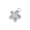Detailed macro shot of a copper purple crystal five-petal flower pendant charm for DIY jewelry. - Platinum Purple Zirconia