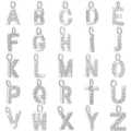 Pendentifs lettres alphabet en zircons argentés A-Z pour fabrication de bijoux DIY. - Lettre A / Or blanc